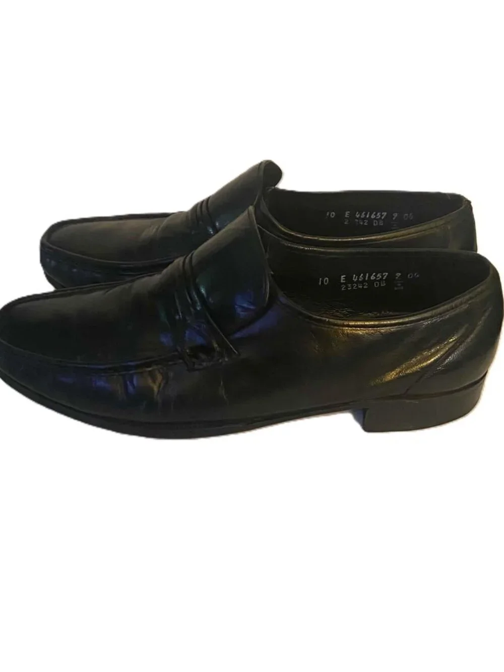 Vtg Florsheim Men's Black Leather Loafers Slip on Moc Toe Dress Shoes 10 E Wide